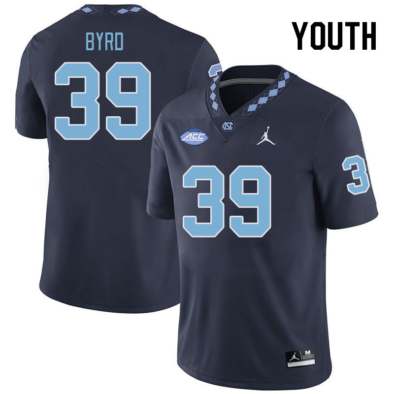 Youth #39 Major Byrd North Carolina Tar Heels College Football Jerseys Stitched-Navy